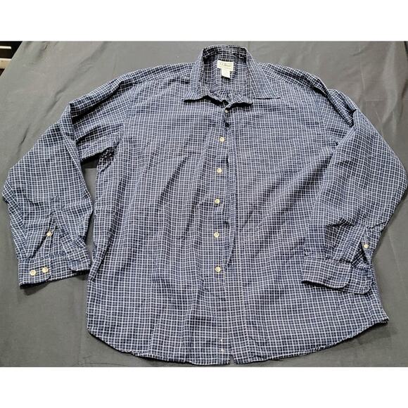 LL Bean Shirt Mens XL Blue Check Long Sleeve Button Down - Picture 1 of 7